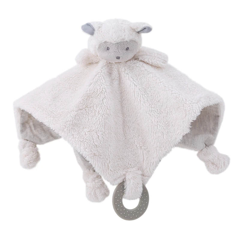

Cute sheep toys Infant Reassure Towel newborn blanket baby appease towel educational sleeping plush rattle toy with teether