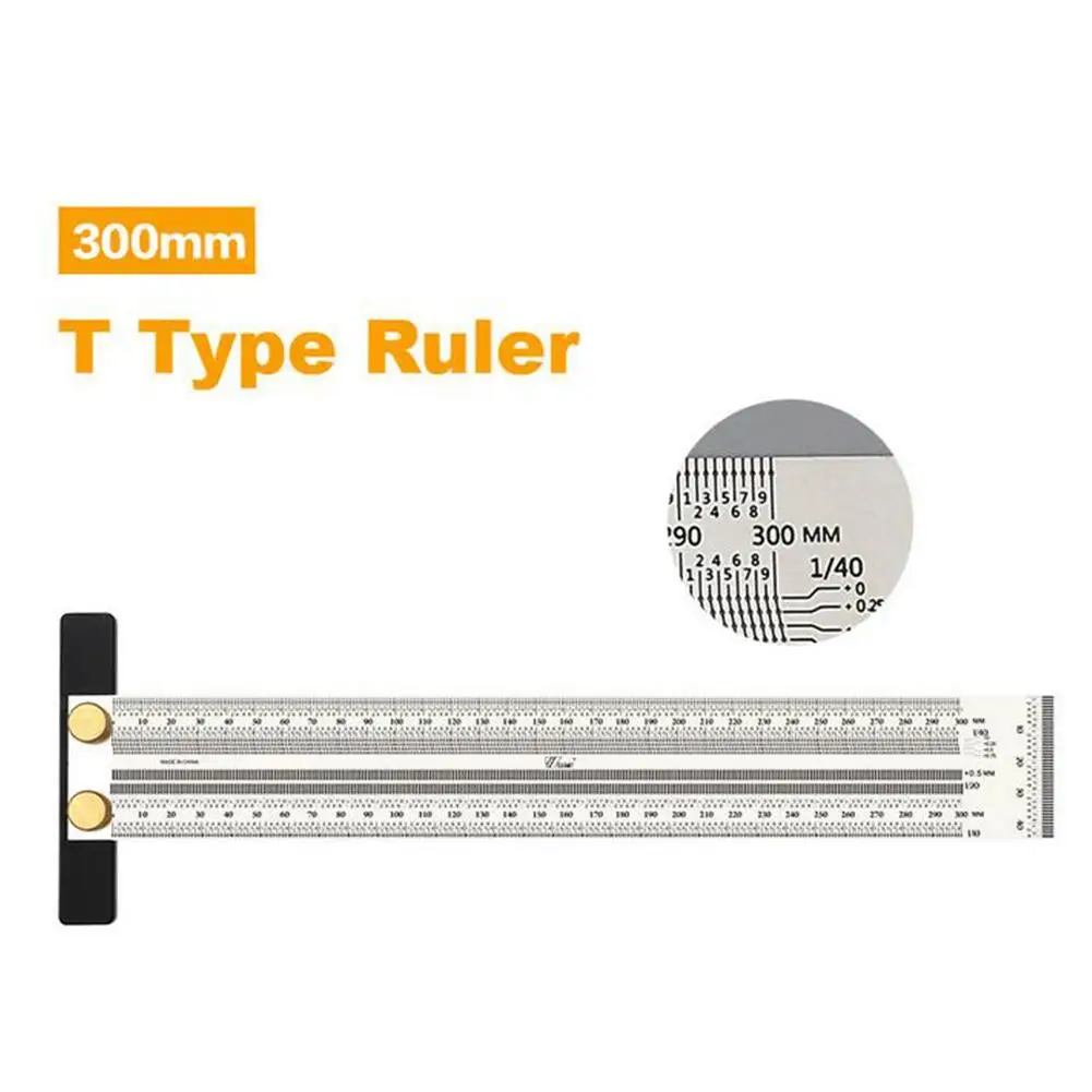 

High Precision Scale Ruler T-type Hole Ruler Stainless Woodworking Scribing Mark Line Gauge Carpenter Measuring Tools