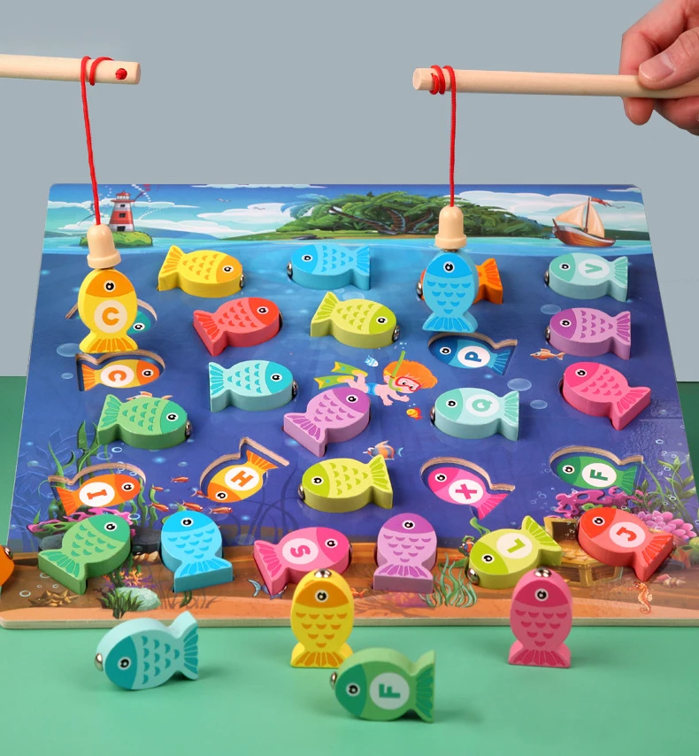 

Preschool Wooden Montessori Toys Magnetic Fishing Game Baby Puzzle Teaching Aids Early Educational Toys For Children Girls Gifts
