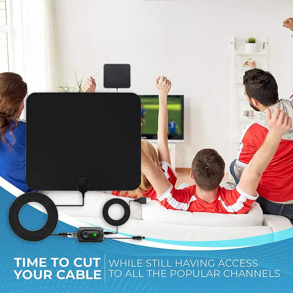 

450 Miles Digital TV Antenna with Signal Booster 4K 1080p Indoor HDTV TV Aerial Good Reception Effect Easy to Use