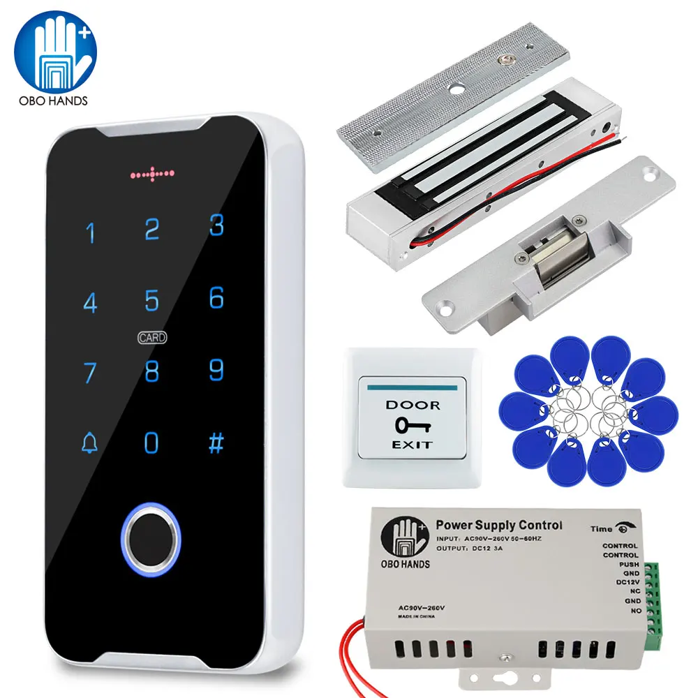 

DIY Outdoor Access Control System Kit Set Fingerprint RFID Keypad IP68 Waterproof Keyboard NFC 13.56MHz + Electronic Door Locks