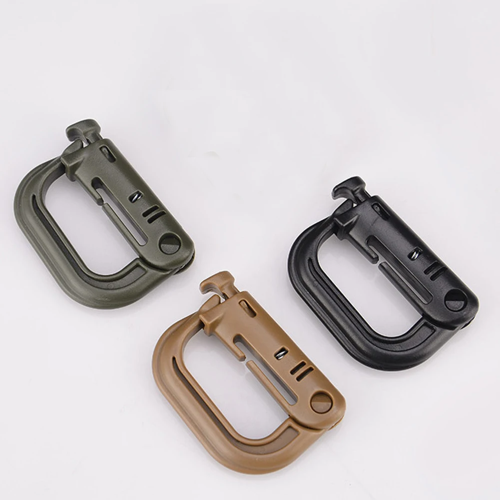 

Outdoor Tactical Backpack Buckle Carabiner Plastic Steel Hook D Shape EDC Gear Mountaineering Climbing Accessories