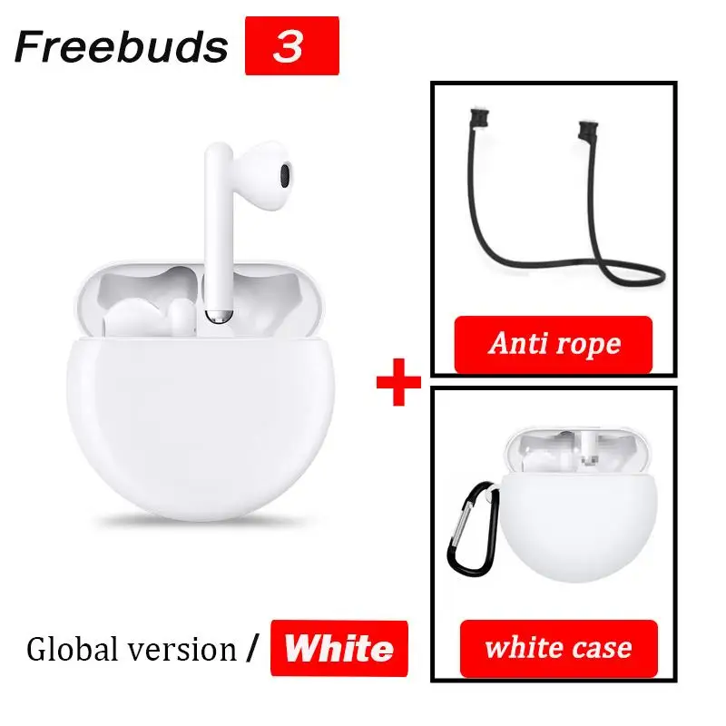 White n case n rope Беспроводные наушники huawei Freebuds 3 TWS, Bluetooth наушники с активным шумоподавлением, Bluetooth 5,1, управление нажатием, 20 часов работы - Цвет: White n case n rope