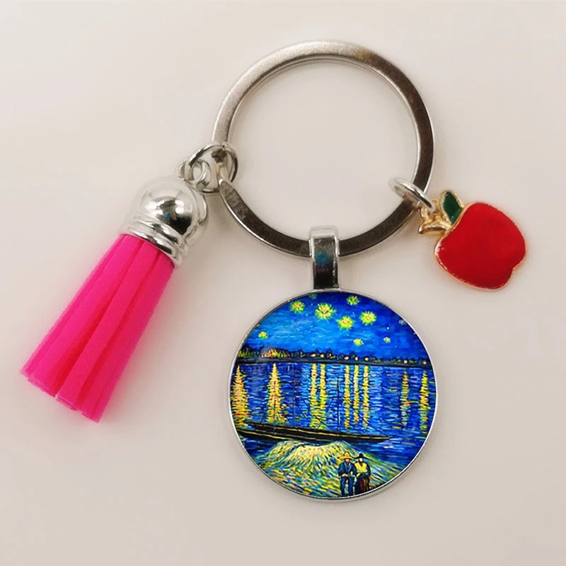 Модный очаровательный красный стеклянный кабошон с бахромой в виде яблока