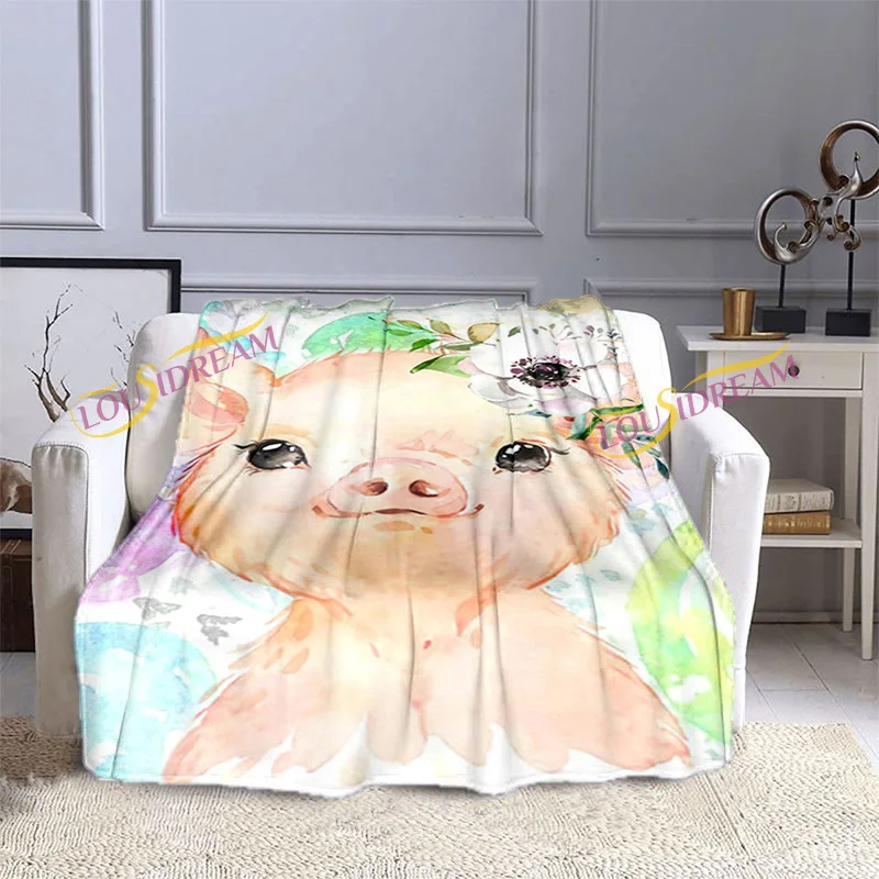 Милые Мультяшные акварельные одеяла с животными фланелевые покрывала