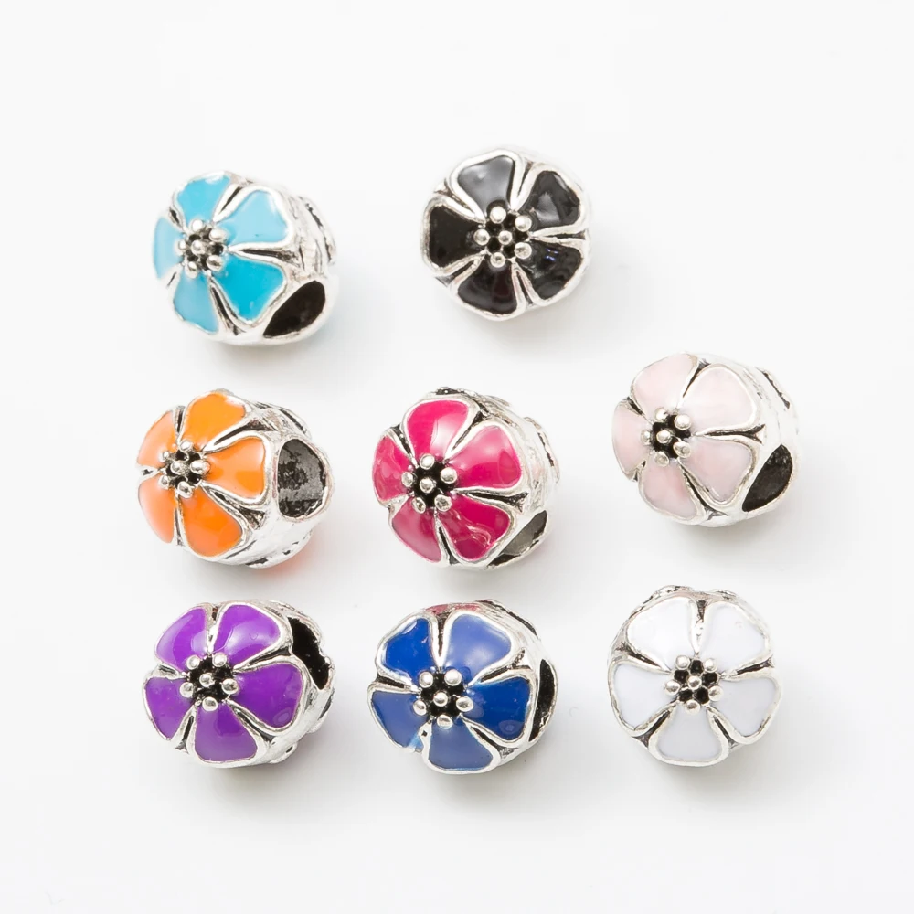

10Pcs/Lot Silver Plated Charms Beads European DIY Beads Fit Pandora Charms Bracelets & Bangle Fashion Jewelry js1020