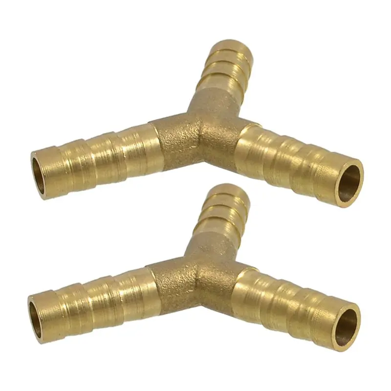 

2 X Brass Y Style 3 Ways Hose Barb Connectors Adapters For 8Mm Tubing