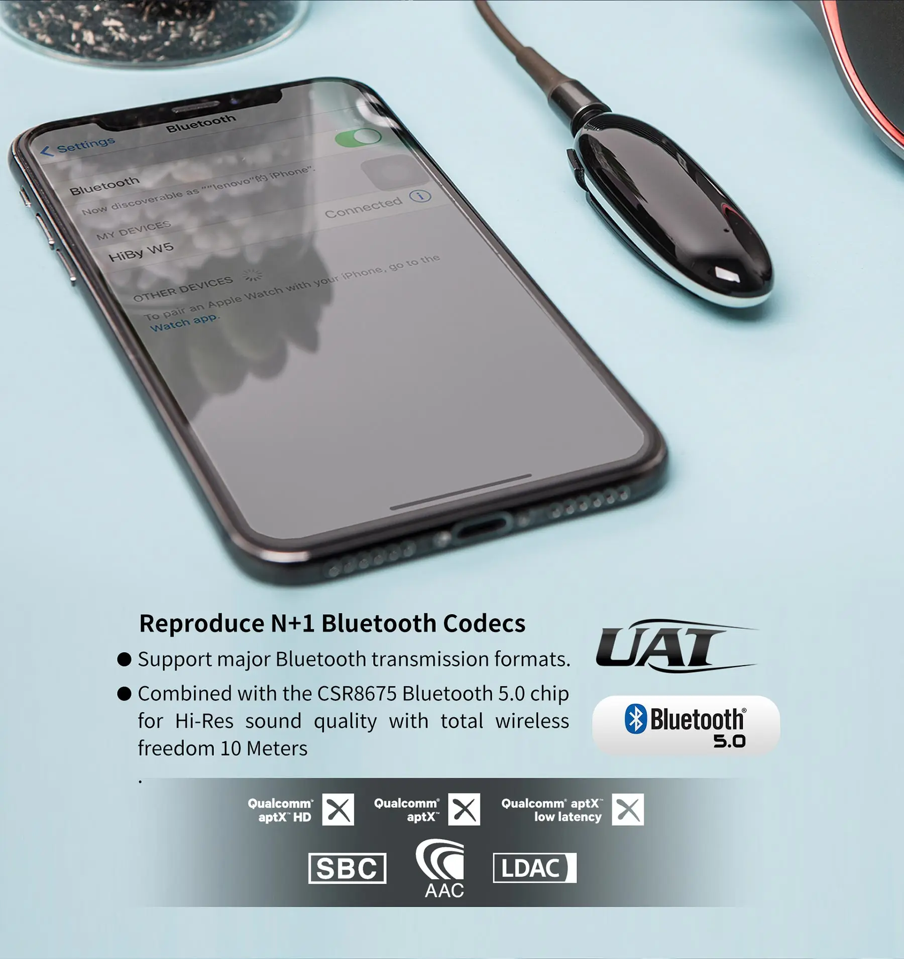 HiBy W5 USB DAC 3,5 мм портативный Bluetooth усилитель для наушников беспроводной Bluetooth приемник UAT APTX HD LDAC шумоподавление