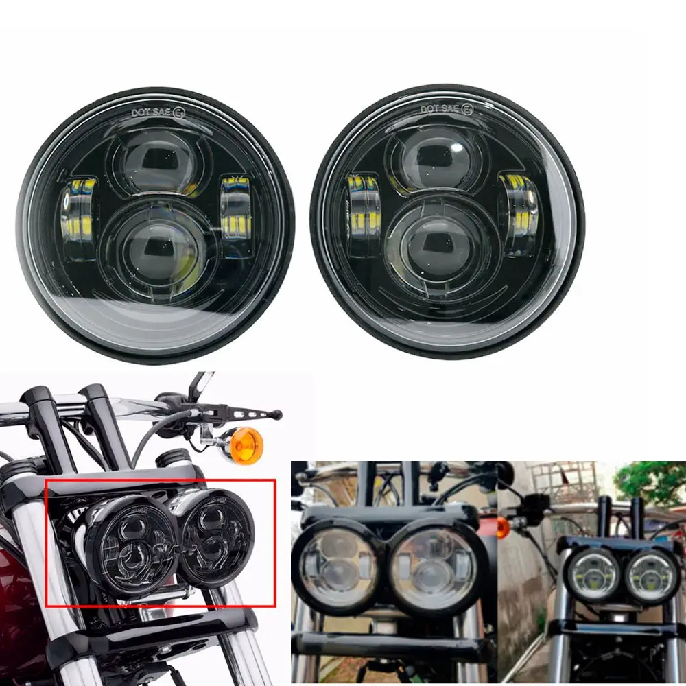 Для Davidson Dyna Fat Bob Black 4 65 дюймовые фары в стиле мотора для FXDF Fatbob светодиодный