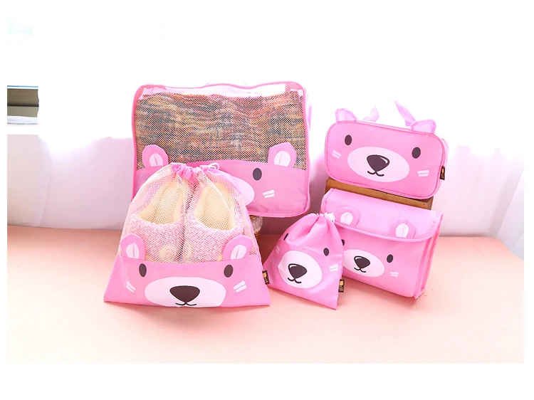 

Travel Bags Korea Waterproof Nylon Cartoon Bear Packing Cubes Luggage Packing Organizers With Clothing Bag