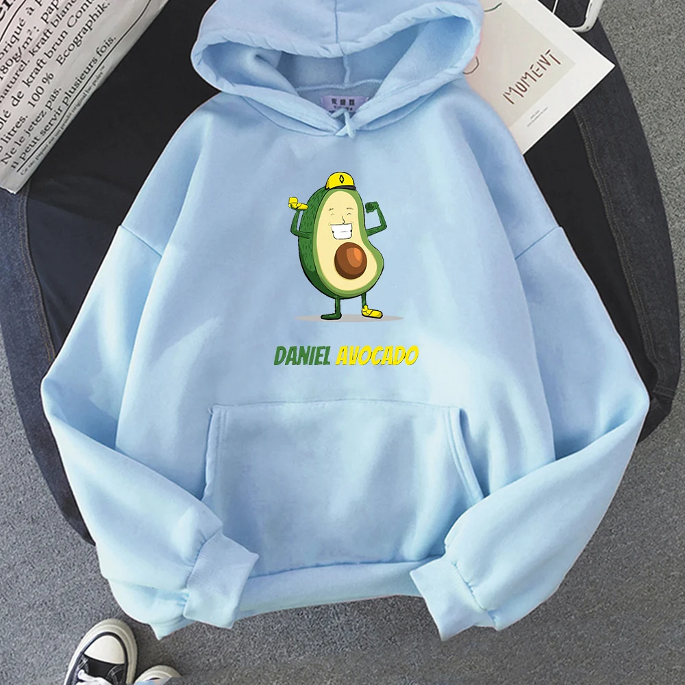 Avocado Hoodies Oversized Cartoon Print Pocket Sweatshirts Hooded Harajuku Vintage Korean Pullovers Women Sweet Girl Sweetshirts