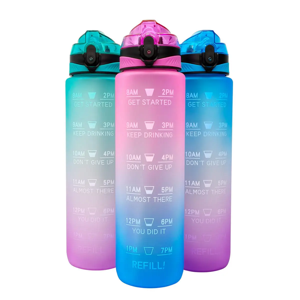 

Gradient Water Bottle 1L 32oz Portable Gym Leak-proof Fitness Kettle Tritan with Straw Bicycle Bottles Drinkware Jugs BPA Free