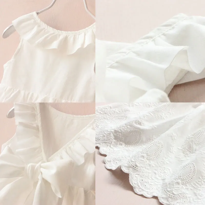 Baby Girl Clothes 2021 Summer New Cute Child Ruffled V-Neck Bow Sleeveless Lace Princess Vestidos Children's 2-6 Years | Детская