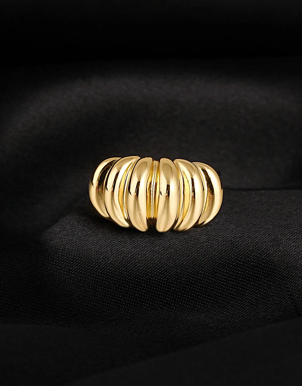 

Simple 925 Silver Rings for Women Golden Arc Wide Face Twill Twist Ring Sterling Silver Jewelry Adjustable Size Women's Ring