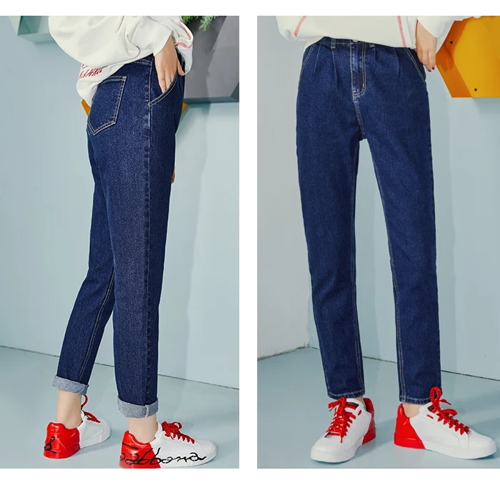 LEIJIJEANS, Новое поступление, двубортные свободные темно-синие брюки от Harlan, крутые джинсы для девочек, большие размеры, женские длинные джинсы 9094