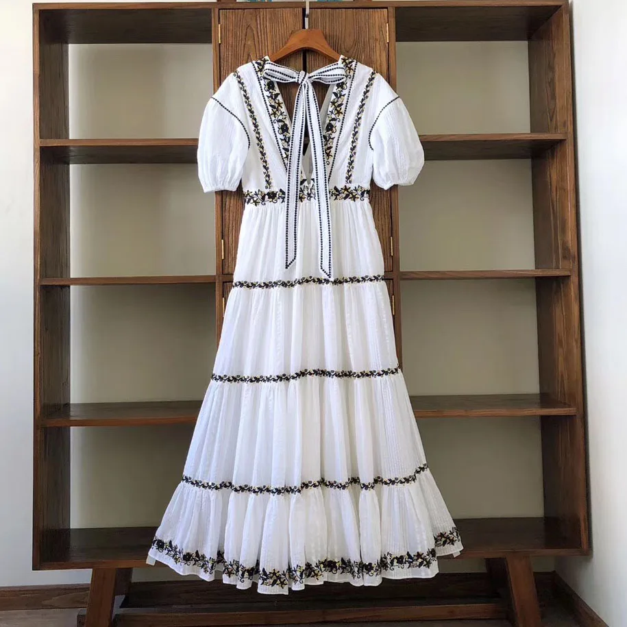 Белое винтажное платье наивысшего качества лето 2020 Новое поступление женское