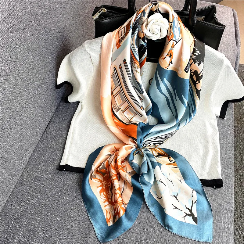 

Fashion Summer Silk Scarf Women Scarves for Hair Neck Cover Female Kerchief Bandana Hijab Bufanda de seda Foulard carre femmes