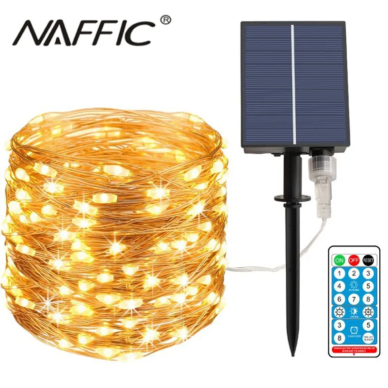 

Светодиодные уличные водонепроницаемые гирлянды на солнечной батарее, рождественские украшения, садовое освещение с дистанционным управл...