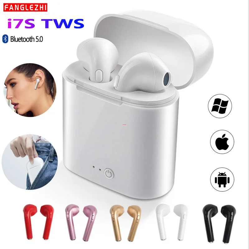 Мини-наушники Bluetooth беспроводные I7 i7s TWS Bluetooth спортивные стереонаушники наушники гарнитура с зарядкой для всех смартфонов