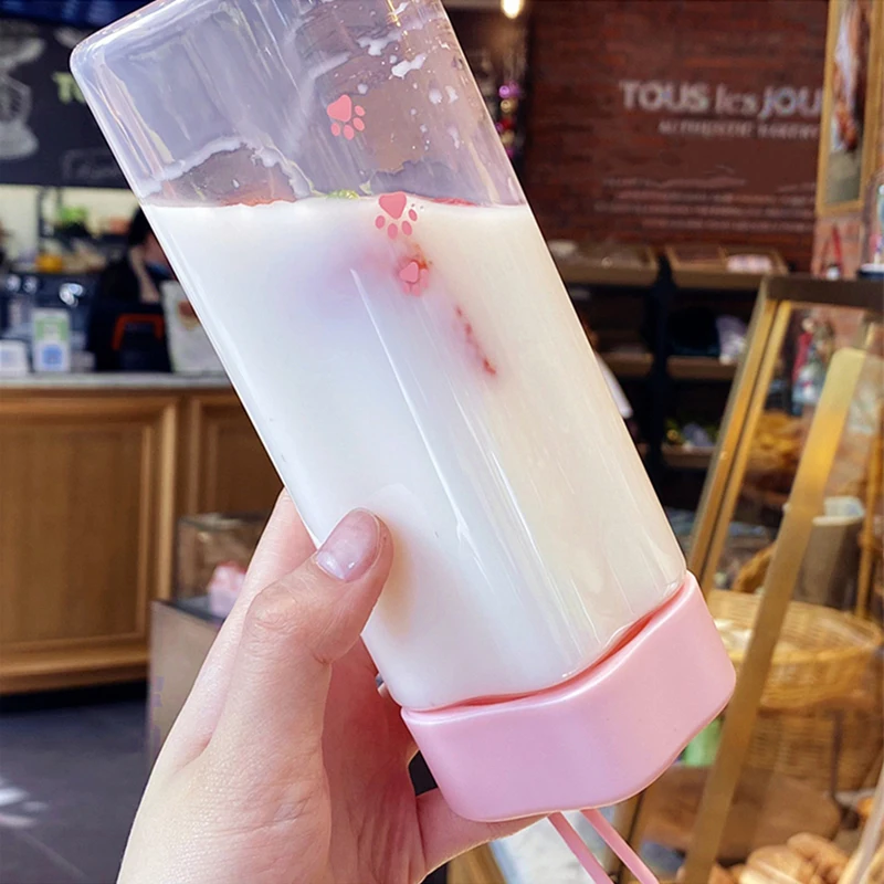 Новинка милая кошачья лапа бутылка для воды креативная Милая прозрачная