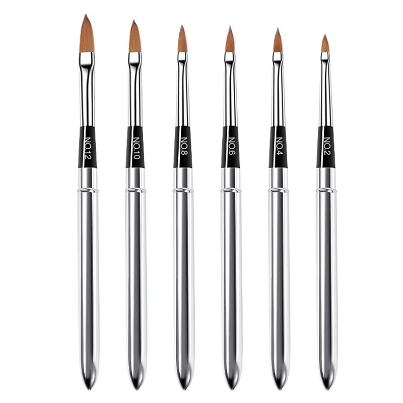 

6Pcs Nail Art Metal Handle Acrylic UV Gel Extension Builder Petal Flower Painting Drawing Brush Manicure Tools