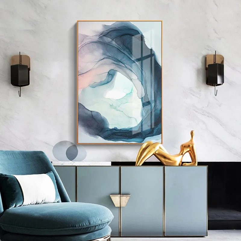 

Wall Art 3pcs Watercolor Bloom Blue Ink Modern Abstract Canvas Painting Nordic Pictures for Living Room Print Poster Home Decor