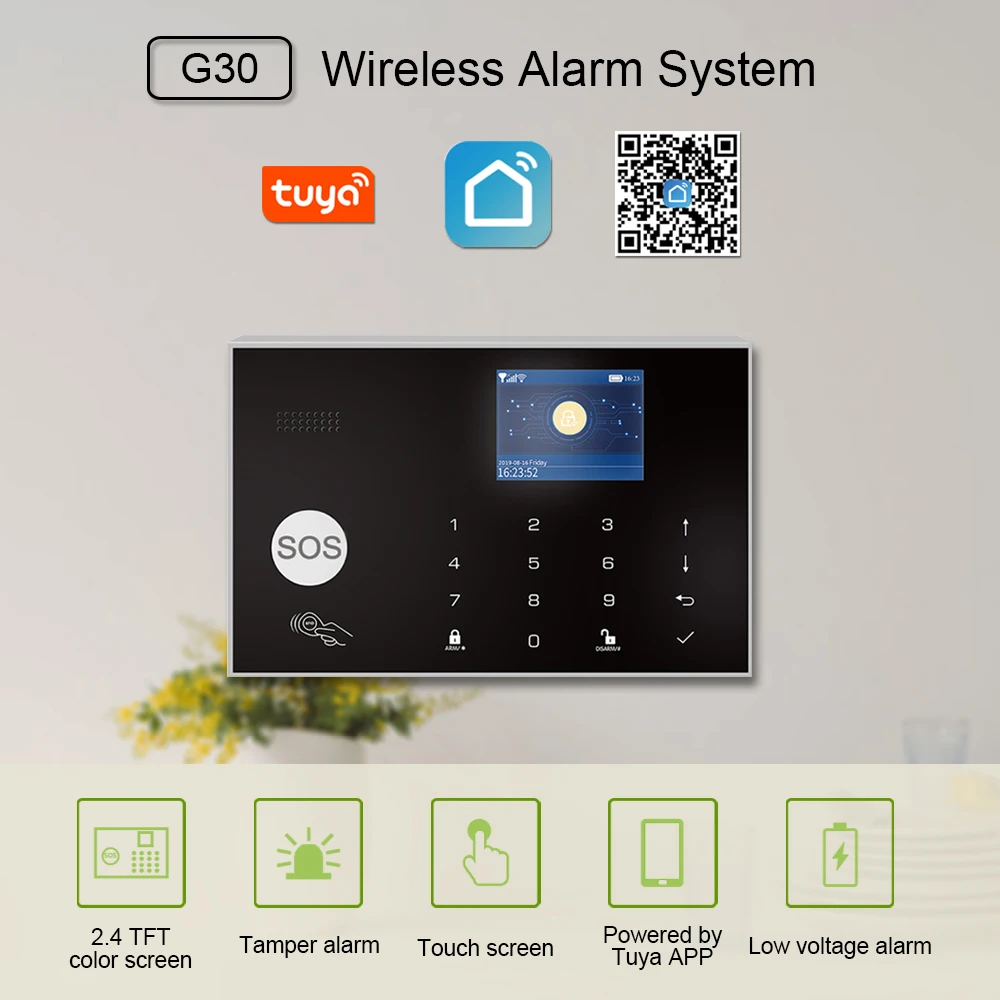 Беспроводная домашняя охранная сигнализация Tuya Gsm 4G Wi-Fi с камерой и датчиком