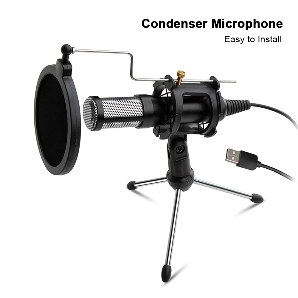 Профессиональный конденсаторный микрофон USB Plug Play Home Studio Podcast голосовая запись с