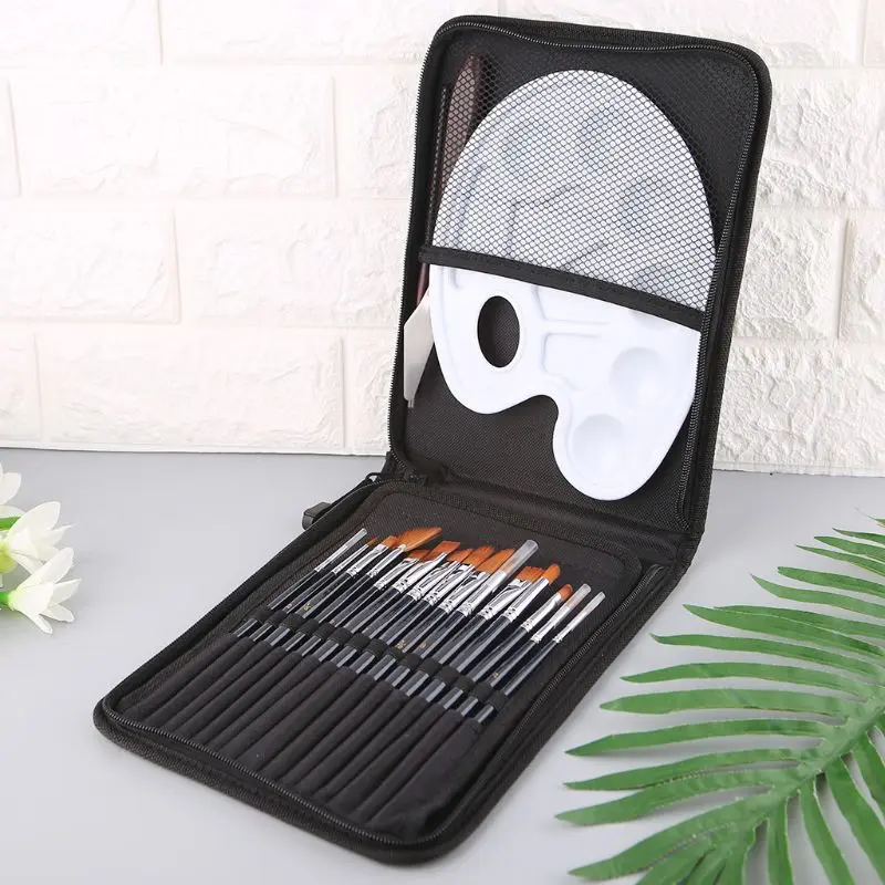 

18pcs/Set Paint Brush Wooden Acrylic Painting Palette Gouache Cosmetic Art Kit Drawing Pens E56C