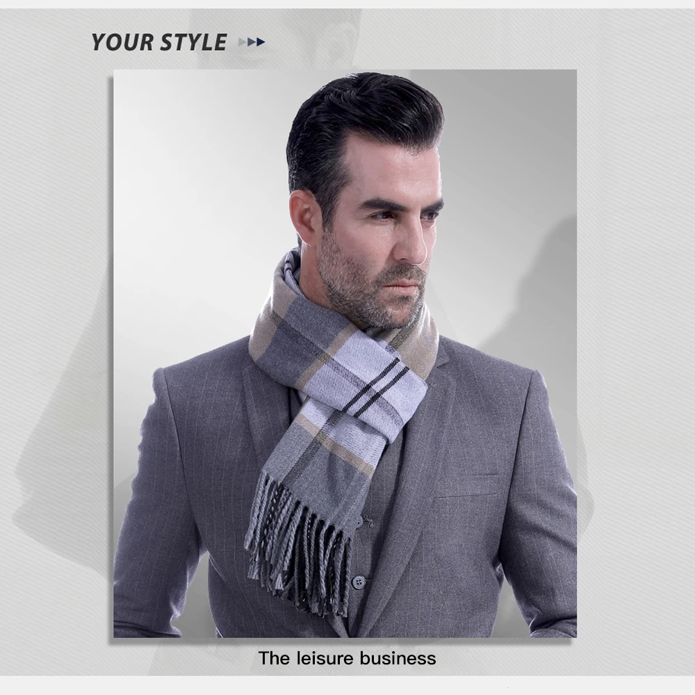 Fashion Men Scotland Soft Scarf Fine Thermal Wool Check Plaid Warm Winter Shawl Neck Wrap Long 190*30 cm |