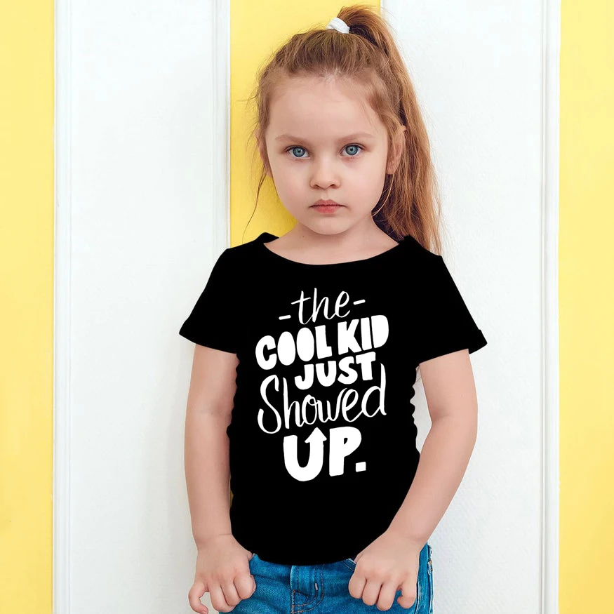 Camiseta con estampado de letras para ni&ntilde;os y ni&ntilde;as, ropa de manga corta, a la moda, de verano-0