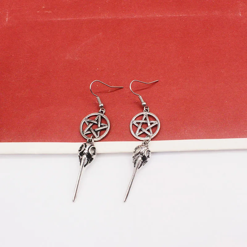 Модные готические темно панковские серьги в старинном Серебряном цвете с