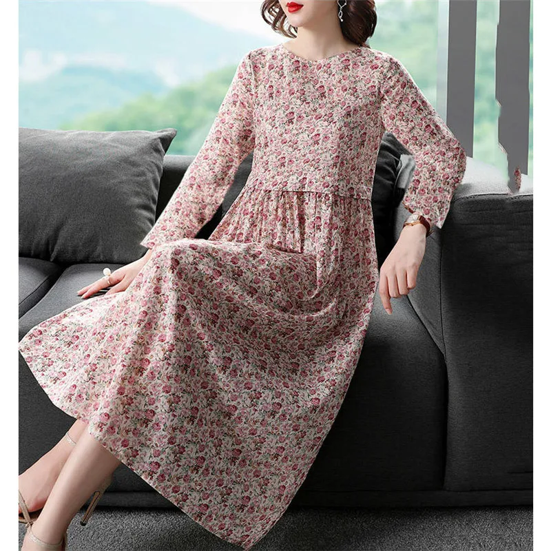 Женское S 4XL весеннее розовое платье с цветочным принтом больших размеров