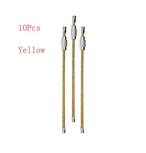 Yellow 10 шт./лот, красочный EDC брелок, нержавеющая сталь, инструменты для улицы, карабин, брелок, брелок, трос, держатель для ключей, винтовой замок - Цвет: Yellow