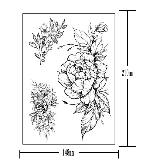 1 шт. de moda las mujeres chica tatuaje temporal etiqueta negro diseño rosas flor llena Body art para brasos grande fals | Красота и