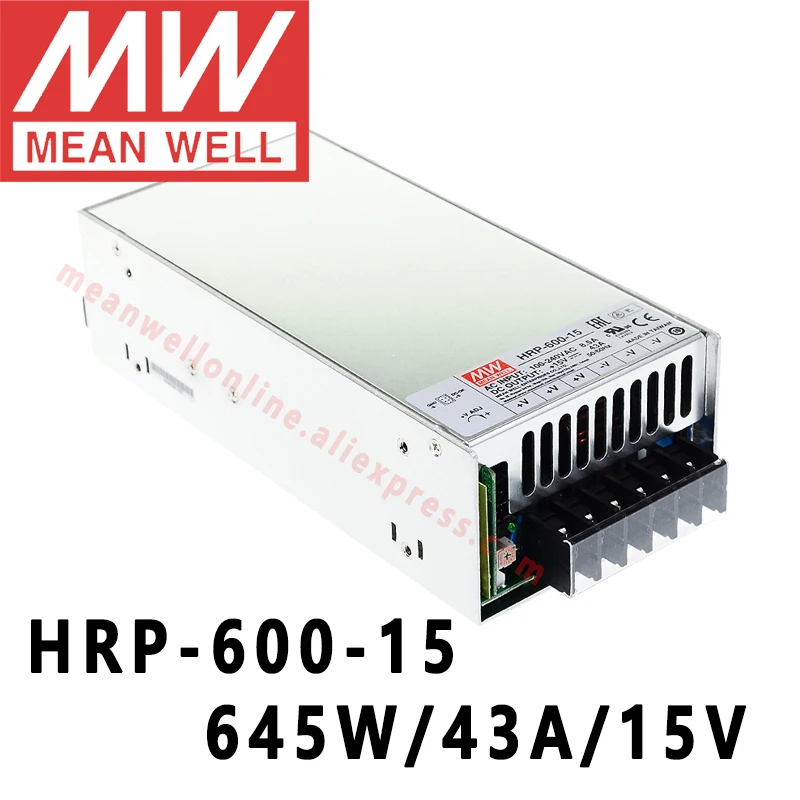 Mean Well HRP-600-15 meanwell 15 V/43A/645 W DC одиночный выход с PFC переключатель функций питания