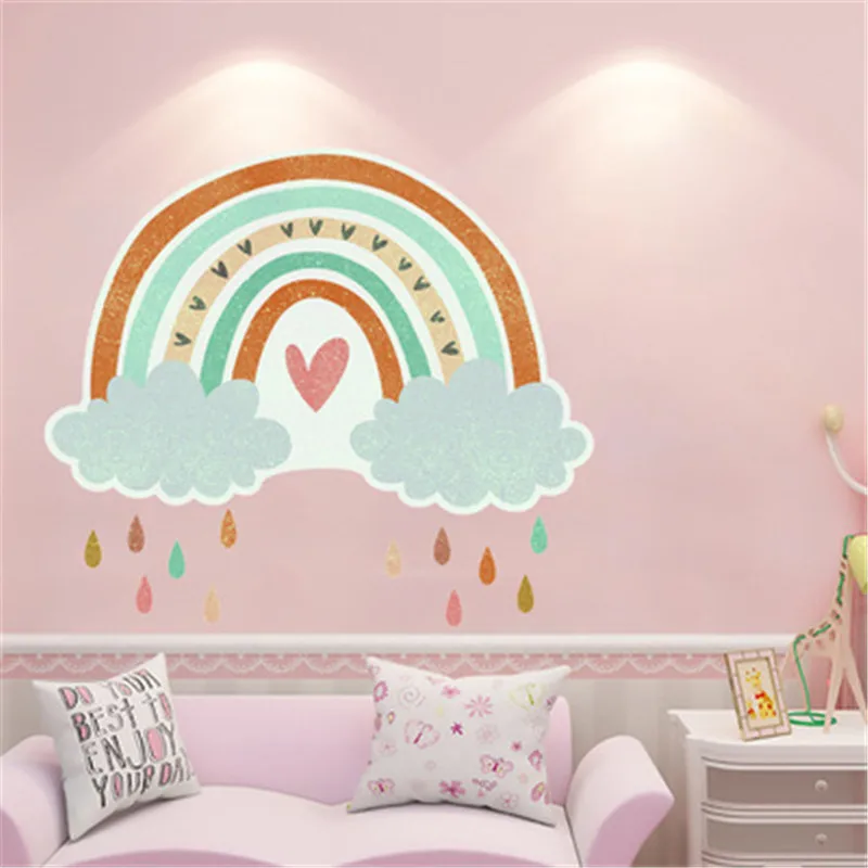 Большие Радужные облака наклейки на стену для детской комнаты домашний декор в