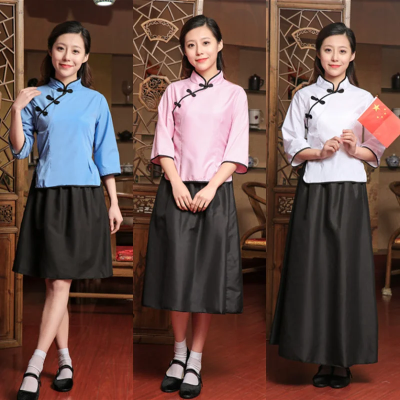 

Традиционные синие хлопковые костюмы в стиле ретро для мужчин и женщин, китайские Национальный костюм, китайские костюмы туники, молодежны...