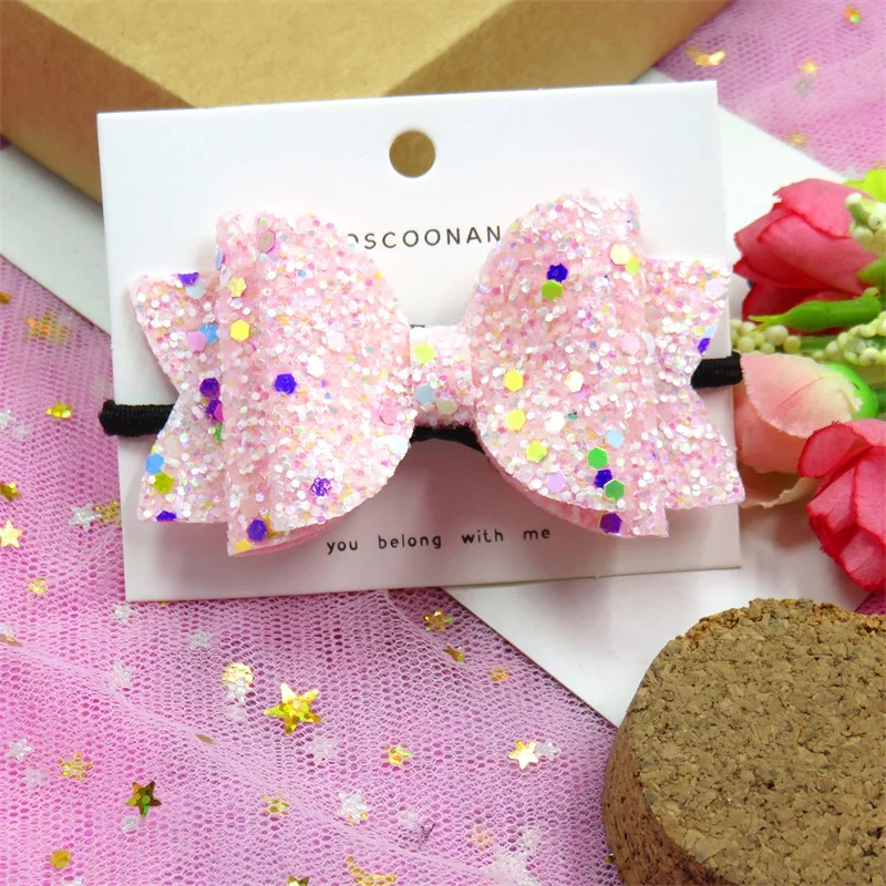 1 шт. милые светящиеся эластичные резинки для волос с блестками девочек банты