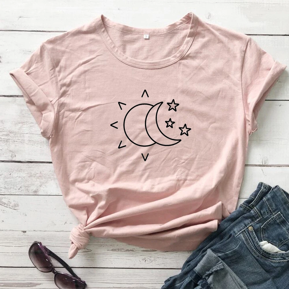 Футболка из чистого хлопка Moon and Sun в уличном стиле стильная хипстерская футболка