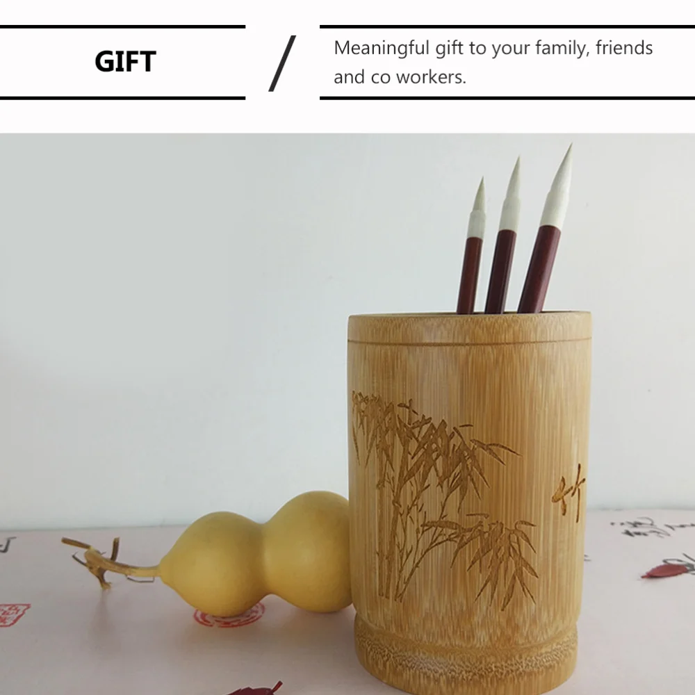 

1Pc Bamboo Pen Holder Brush Pen Storage Container Desktop Pen Organizer