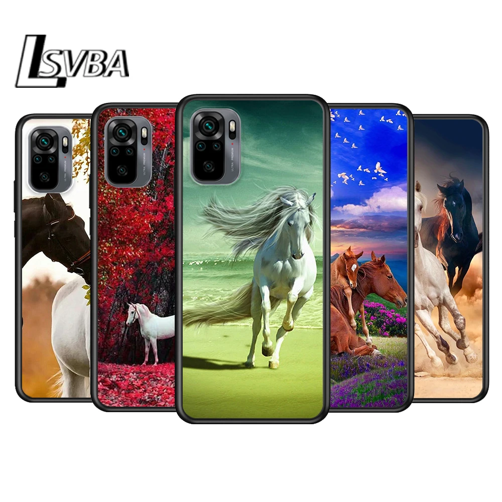 

Running Horse Animal for Xiaomi Redmi Note 10 10S 9 9T 9S 9Pro Max 8T 8Pro 8 7 6 5 Pro 5A 4X 4 Soft Black Phone Case