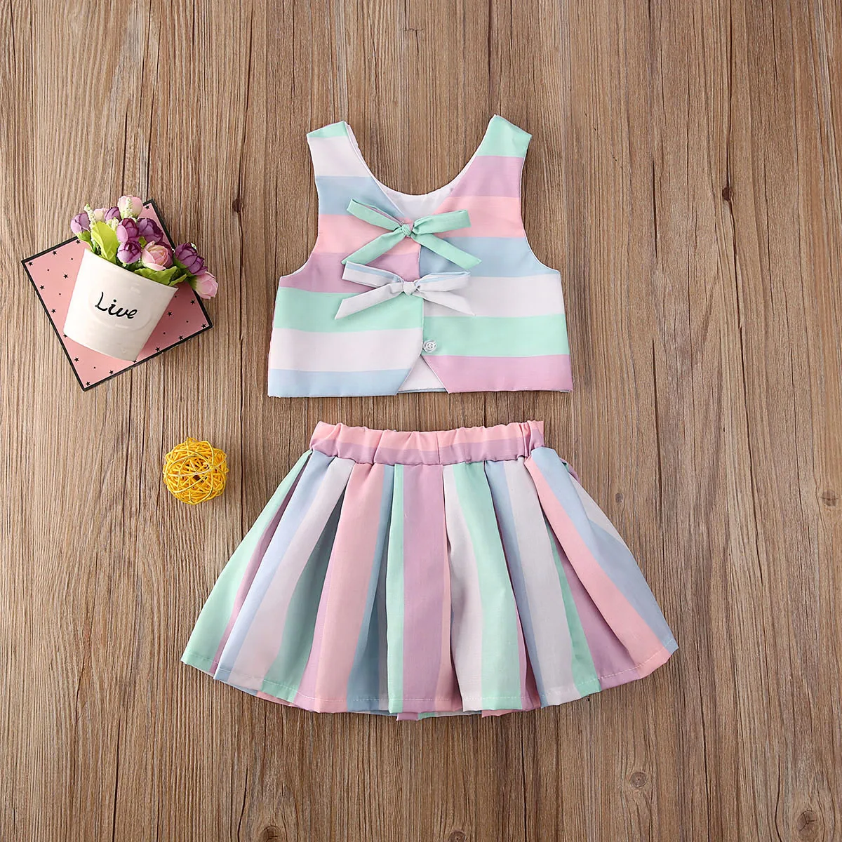 2 шт. жилет и юбка в полоску без рукавов | Мать ребенок