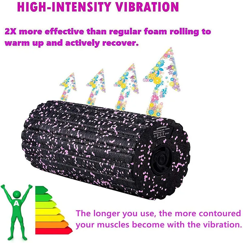저렴한 충전식 4 단 고강도 진동 전기 폼 롤러, 체육관 운동 요가 블록
