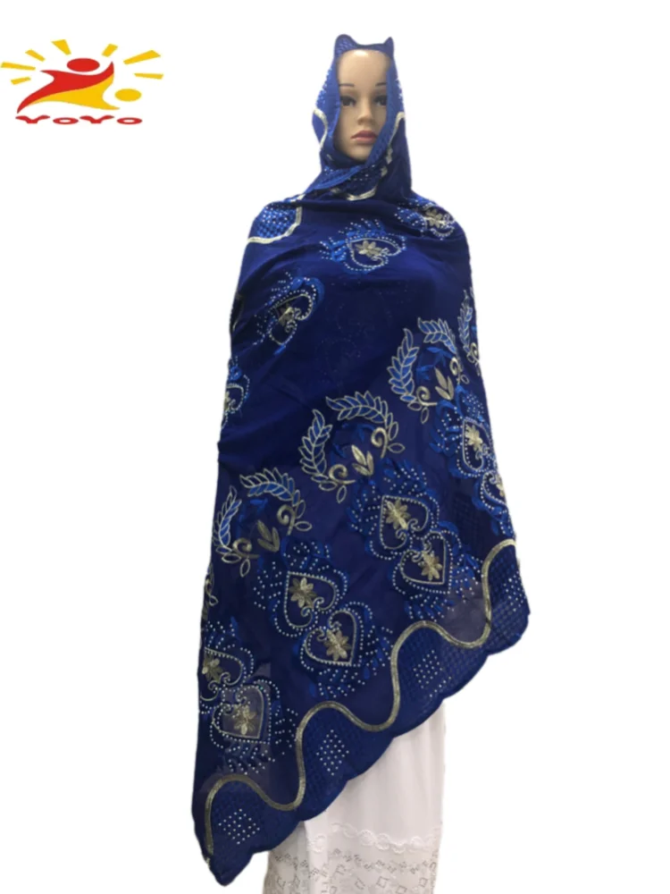 Африканский Модный женский шарф из мягкого хлопка Дубай Isalmic вышивка