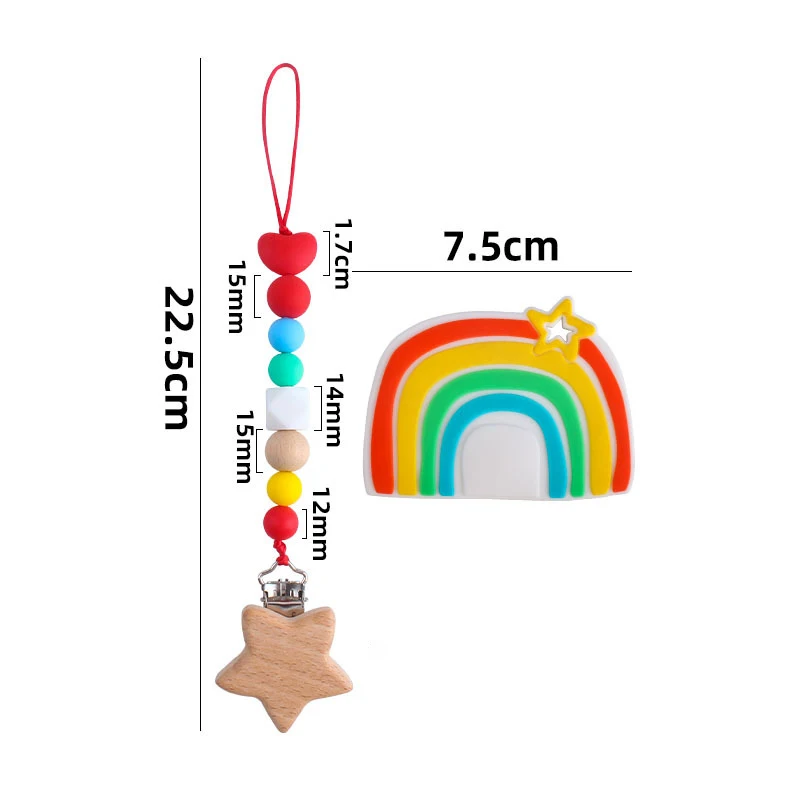 

1Set Silicone Rainbow Teether BPA Free Rainbow Teething Pacifier Chain Kids Food Grade Safty Chewing Teeth Nursing Accessories