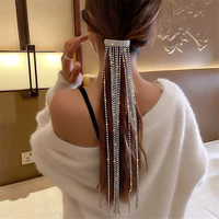 flashing diamond long tassel horsetail clip fairy headdress 2021 new trendy korean high end design fashion hair accessories hair