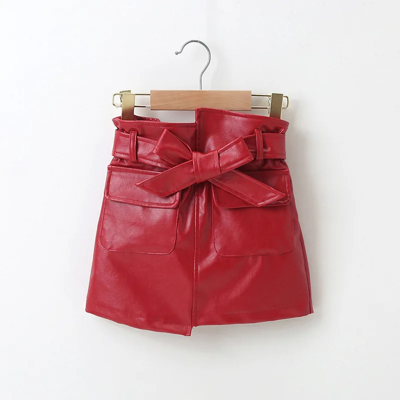 

New Girl PU Skirt Faux Leather Skirts for Kids Girls Fashion Clothes Four Seasons Clothing Little Girls Skirts Best Gift for Kid