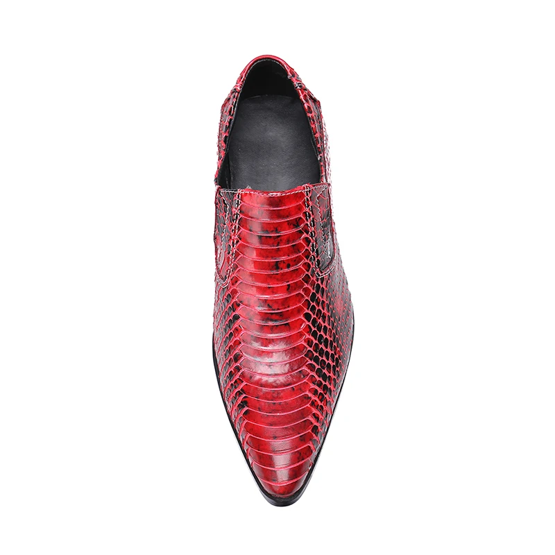 Chaussure Hombre красные мужские туфли из лакированной кожи питона деловые лоферы на