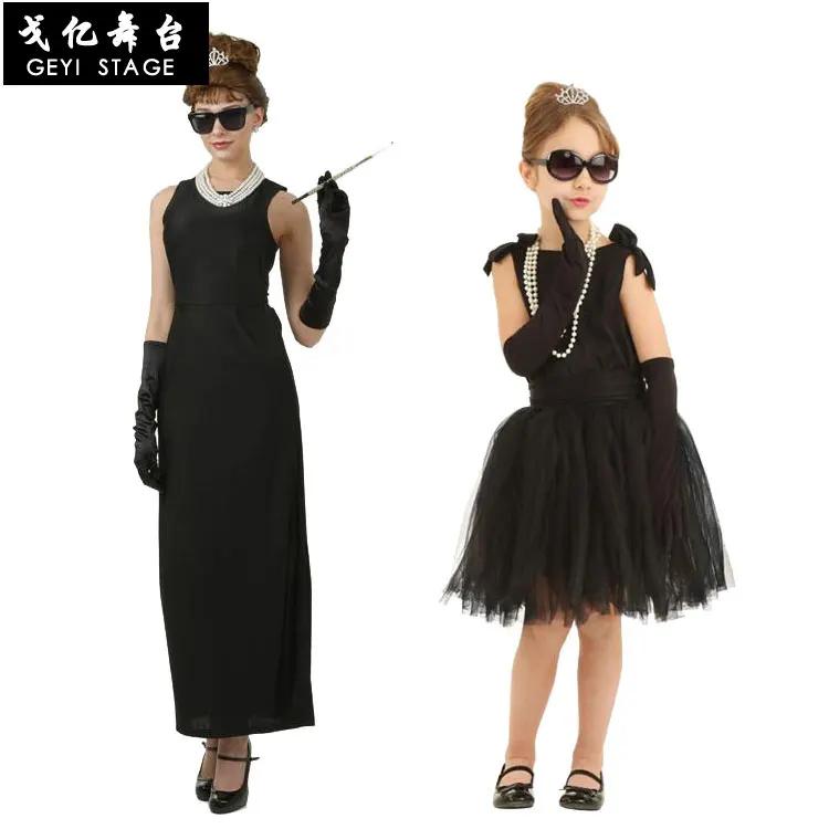 

Holly skirt Halloween stage performance clothing Western European lady skirt movie character clothing parent-child black dress